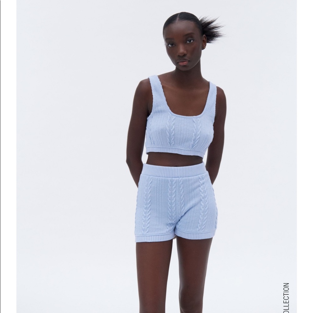 Cable knit crop top & shorts